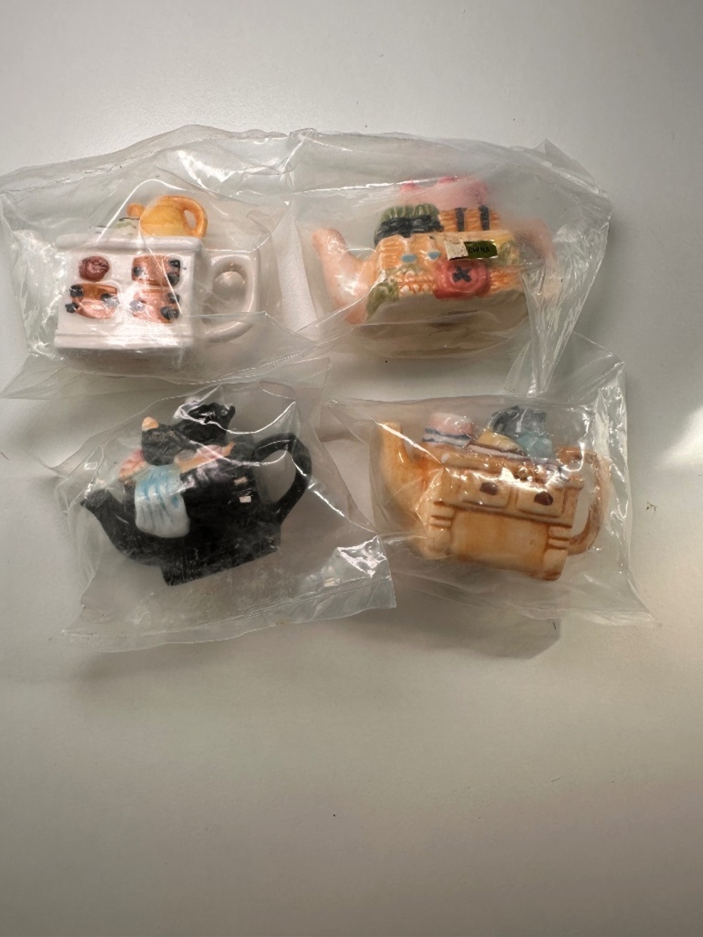 Lot of 4 VINTAGE Red Rose Tea Wade Miniature Teapots - NEW UNOPENED IN PACKAGING